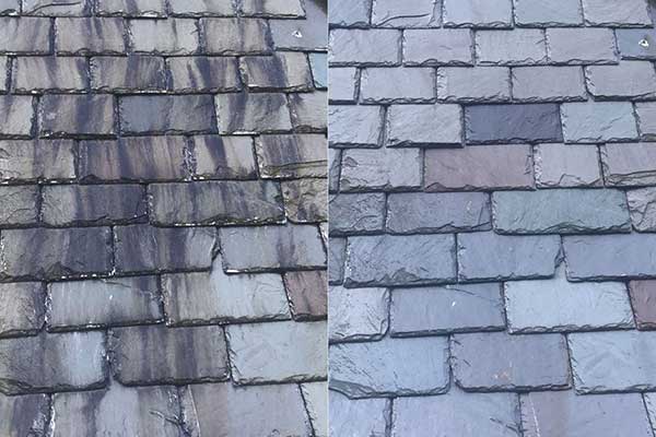 slate roof soft washing